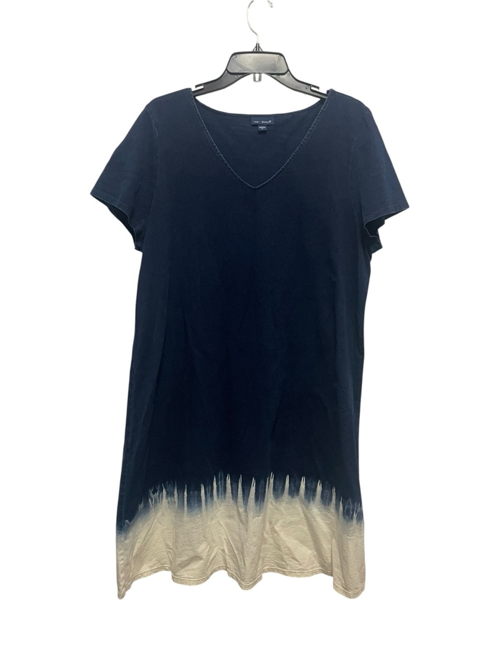 J. Jill Pure Jill Chambray Indigo Blue Dip Dye Tie Dye T-shirt Dress Sz XL